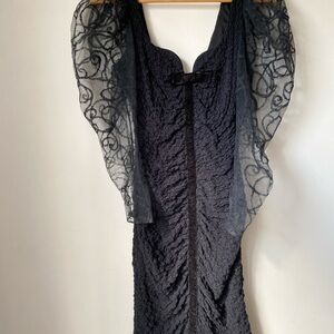 Vintage Climax Dress Women’s Small Karen Okada David Howard Lace Ruched Bow